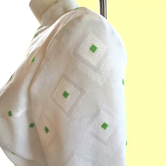 Vintage Mod White & Green Midi Dress Sz 12 W Belt New With‎ Tags - Picture 13 of 16